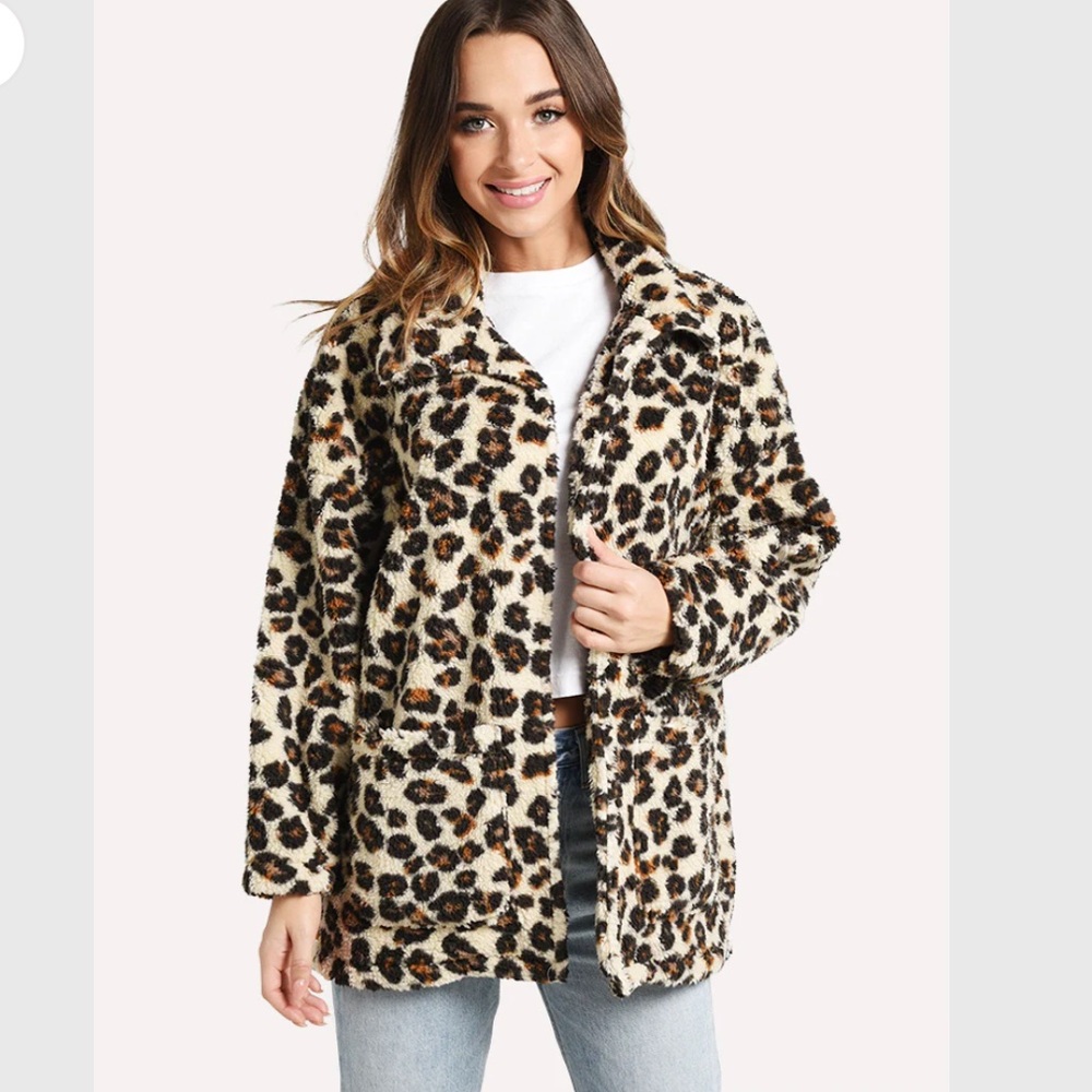 NWT Z SUPPLY Leopard Sherpa Teddy Coat M | Cozy Cheetah Faux Fur Plush Jacket